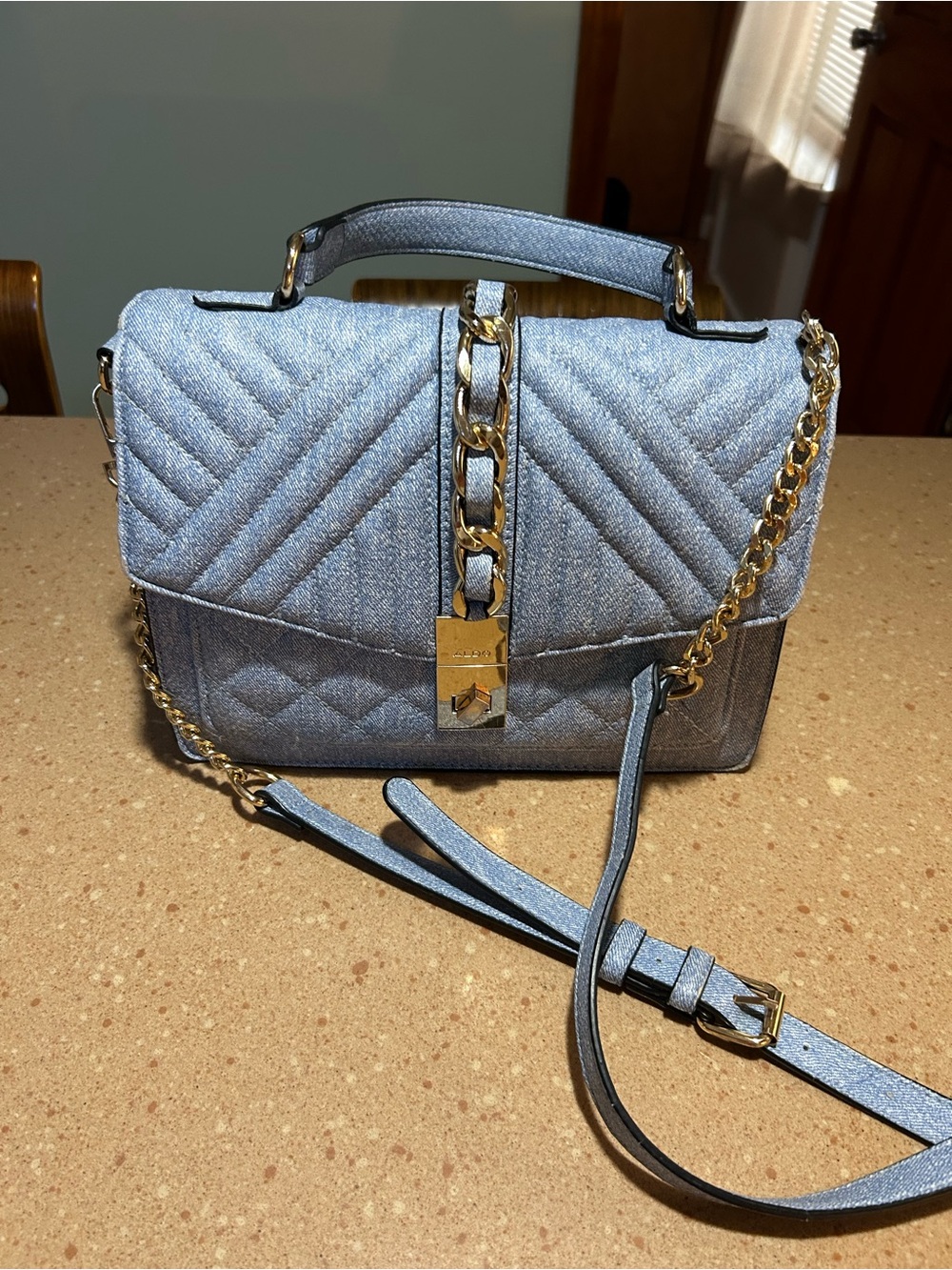 Aldo Distressed BlueJean With Removable Crossbody Strap, GC, No Rips, Stains